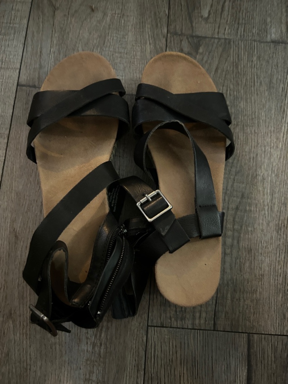Women's Black Strappy Buckle Sandals